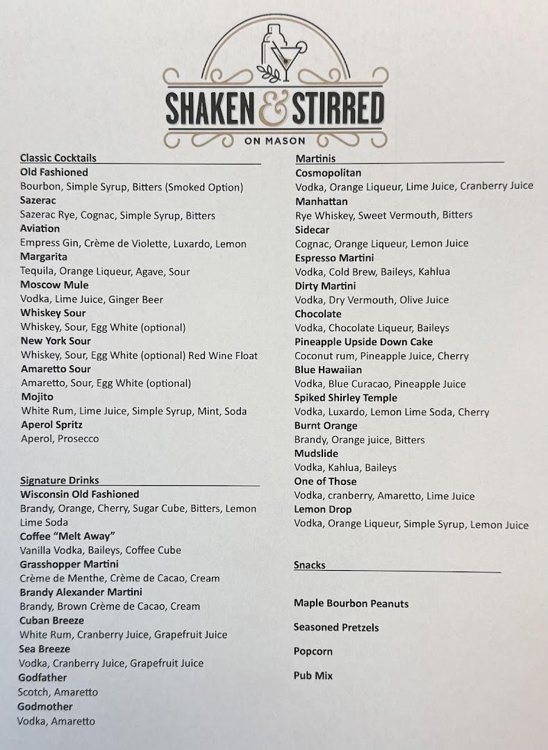 Shaken & Stirred on Mason Menu
